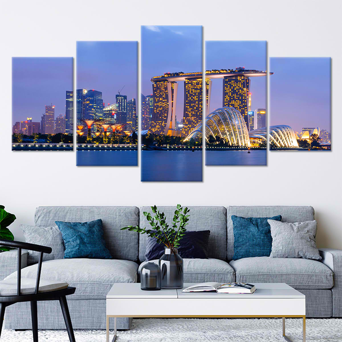 Singapore At Dusk Skyline Wall Art Canvas-Stunning Canvas Prints