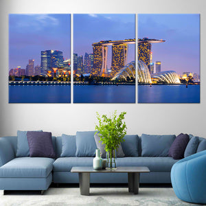 Singapore At Dusk Skyline Wall Art Canvas-Stunning Canvas Prints