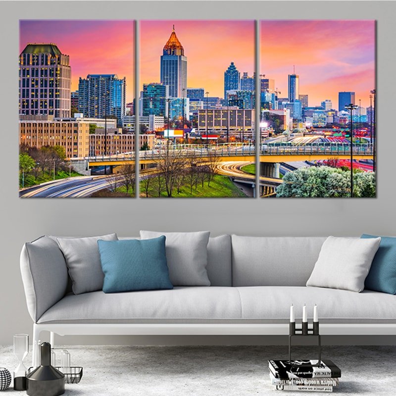 Skyline Of Atlanta Modern Wall Art Decor I by Stunning Canvas Prints