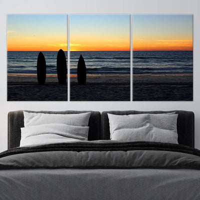 Surfboards Beach Sunset Wall Art Canvas-Stunning Canvas Prints