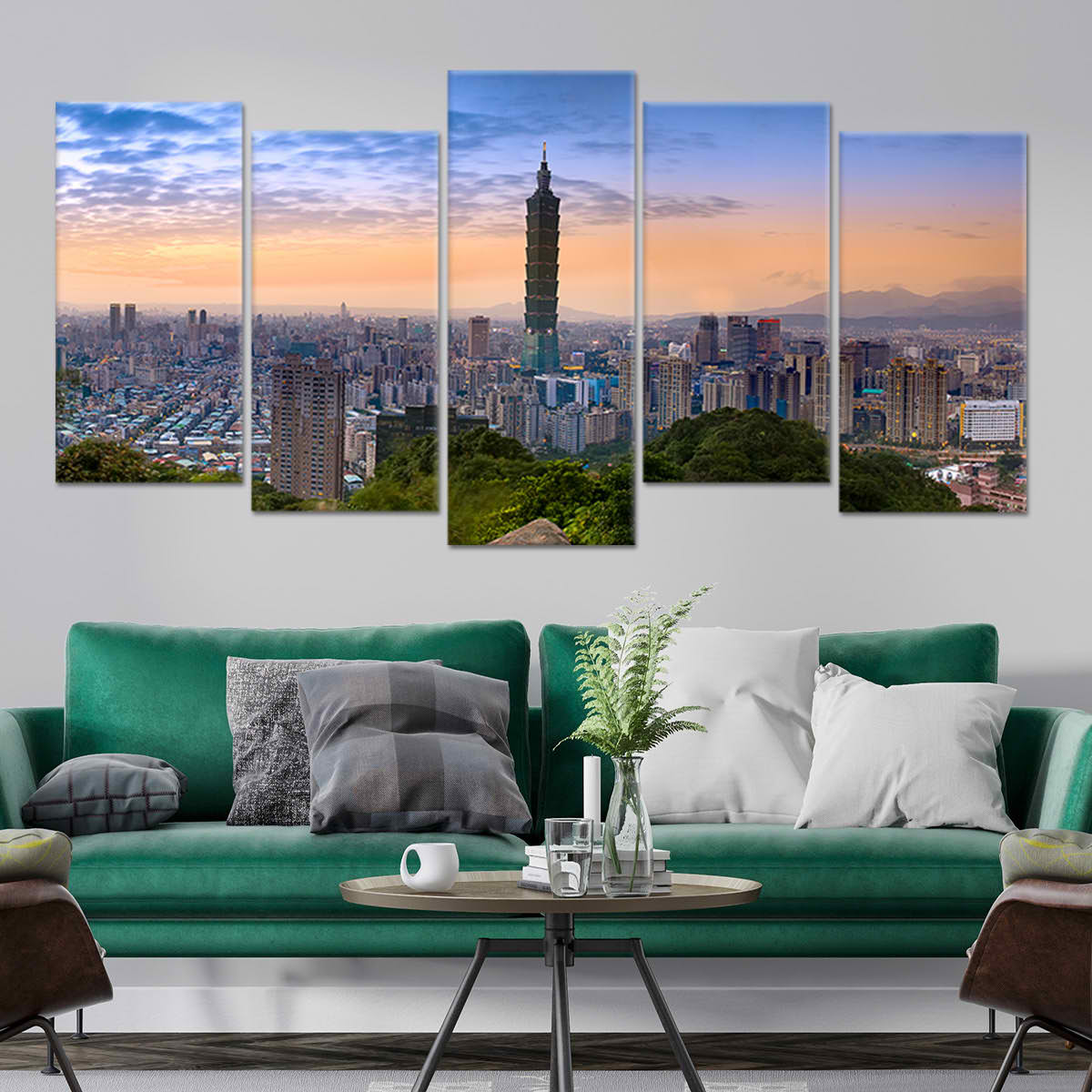 Taipei Sunset Skyline Wall Art Canvas-Stunning Canvas Prints