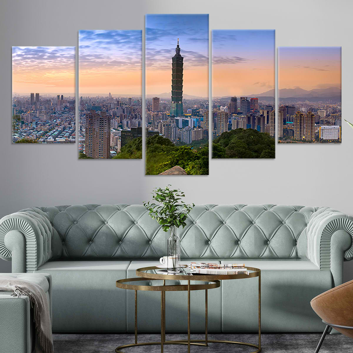 Taipei Sunset Skyline Wall Art Canvas-Stunning Canvas Prints