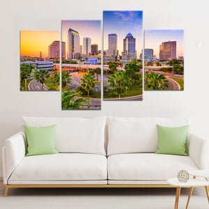 Tampa At Sunset Skyline Wall Art Canvas-Stunning Canvas Prints