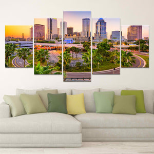 Tampa At Sunset Skyline Wall Art Canvas-Stunning Canvas Prints