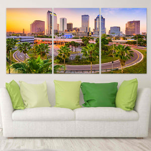 Tampa At Sunset Skyline Wall Art Canvas-Stunning Canvas Prints