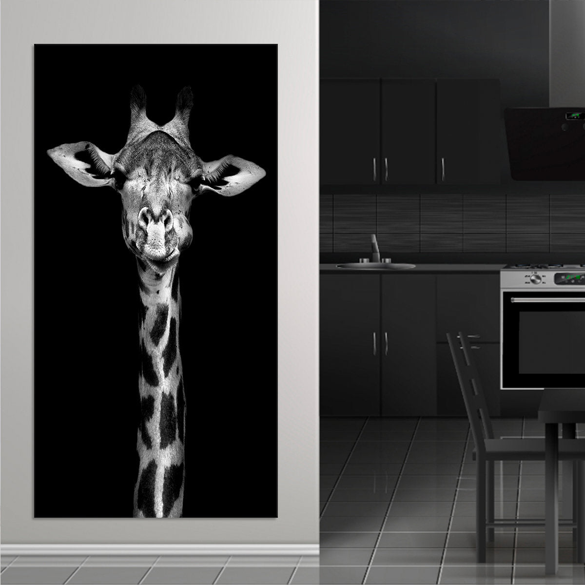 Black And White Giraffe Wall Art Canvas-Stunning Canvas Prints