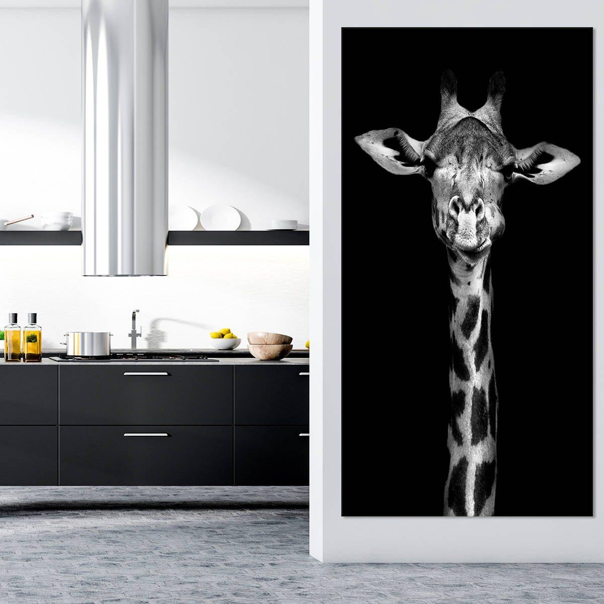 Black And White Giraffe Wall Art Canvas-Stunning Canvas Prints