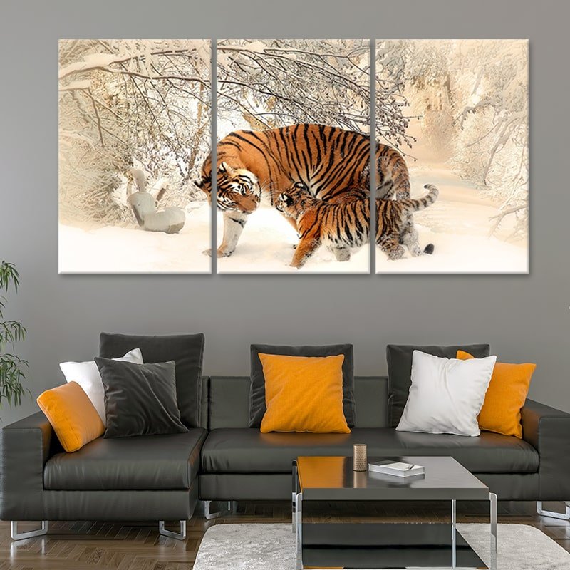 Siberian Tiger With Cub Wall Art Canvas-Stunning Canvas Prints