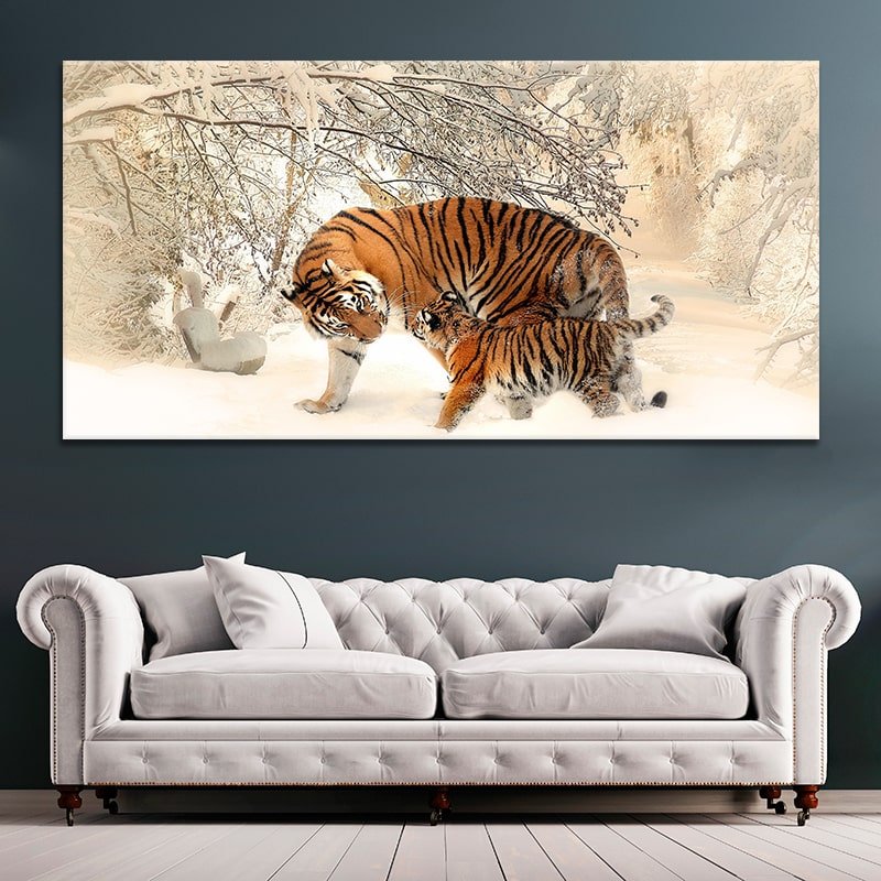 Siberian Tiger With Cub Wall Art Canvas-Stunning Canvas Prints