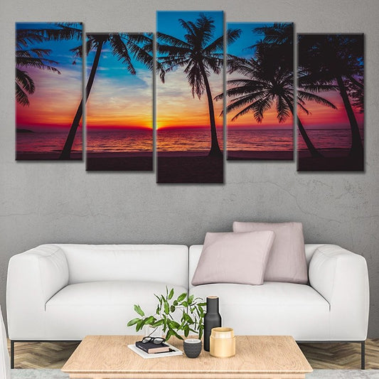 Tropical Beach Sunset Wall Art Canvas-Stunning Canvas Prints