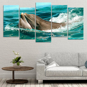 Kissing Dolphins Wall Art Canvas-Stunning Canvas Prints