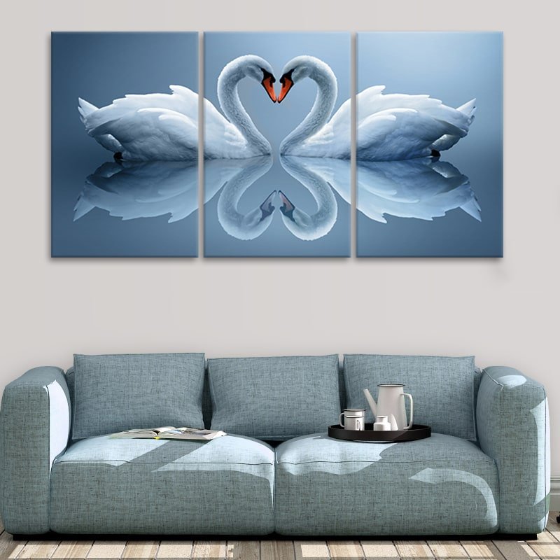 Two Swans In Love Wall Art Canvas-Stunning Canvas Prints