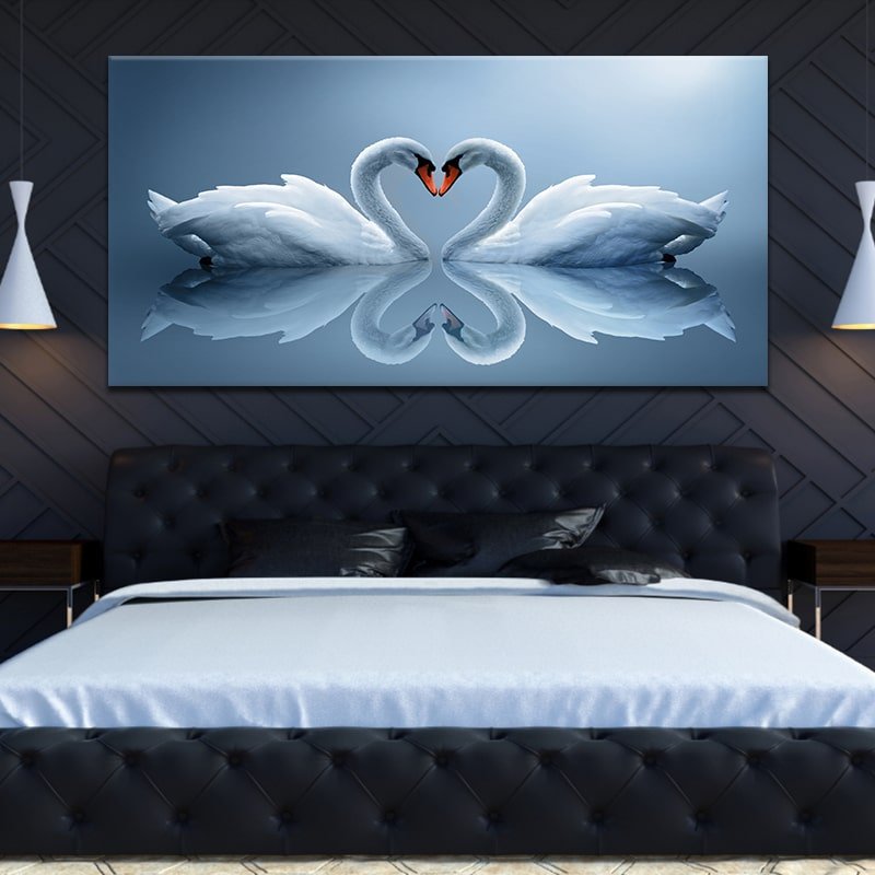 Two Swans in Love Multi Panel Canvas Set