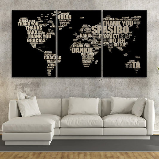 Thank You World Map Wall Art Canvas Print-Stunning Canvas Prints