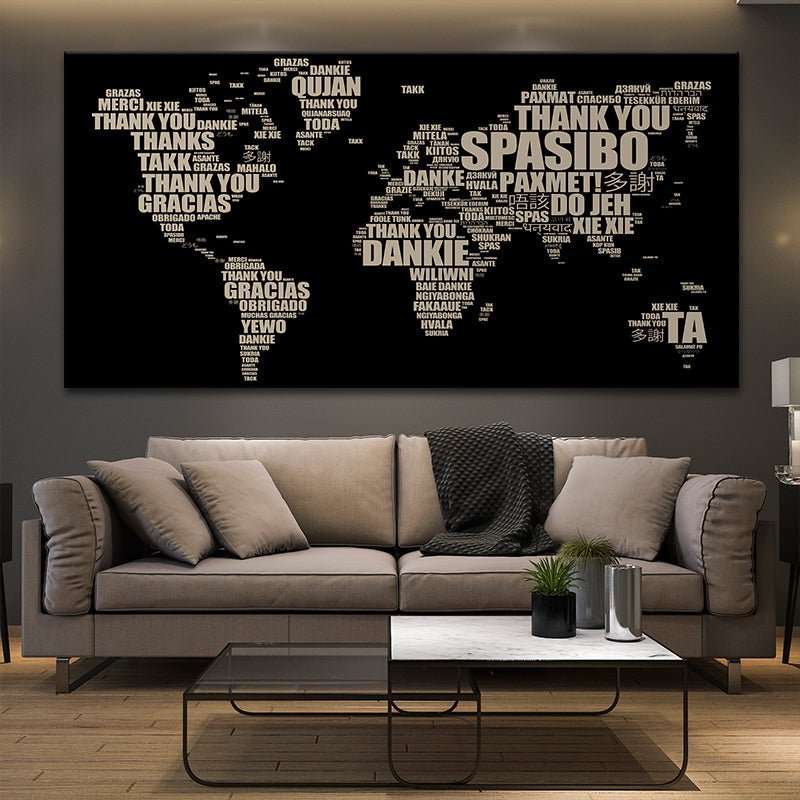 Thank You World Map Wall Art Canvas Print-Stunning Canvas Prints