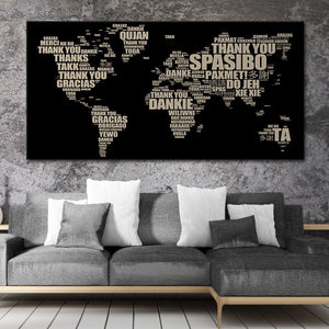 Thank You World Map Wall Art Canvas Print-Stunning Canvas Prints