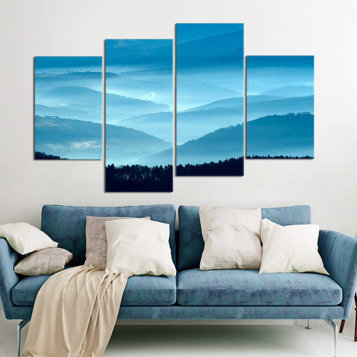 Blue Misty Mountains Wall Art Canvas-Stunning Canvas Prints