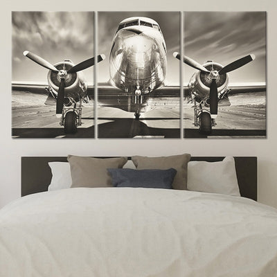 Large Vintage Airplane Wall Art For Office-Stunning Canvas Prints