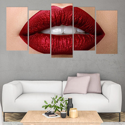 Vivid Red Lips Wall Art Canvas Print-Stunning Canvas Prints