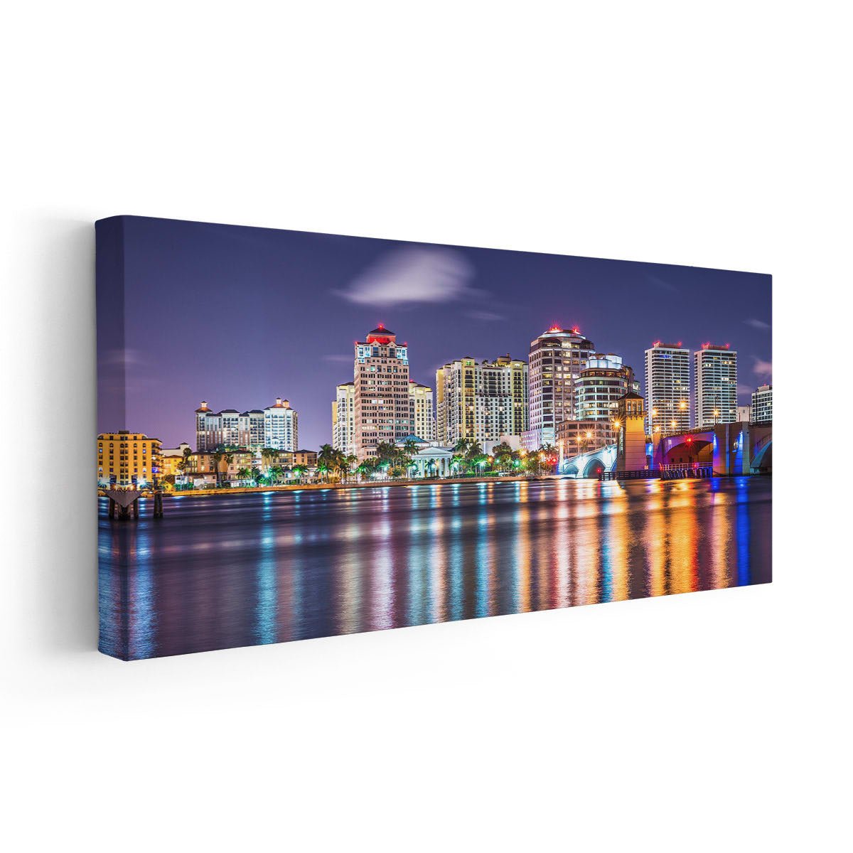 West Palm Beach at Night Skyline Wall Art Canvas-Stunning Canvas Prints