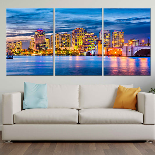 West Palm Beach Skyline Wall Art Canvas-Stunning Canvas Prints