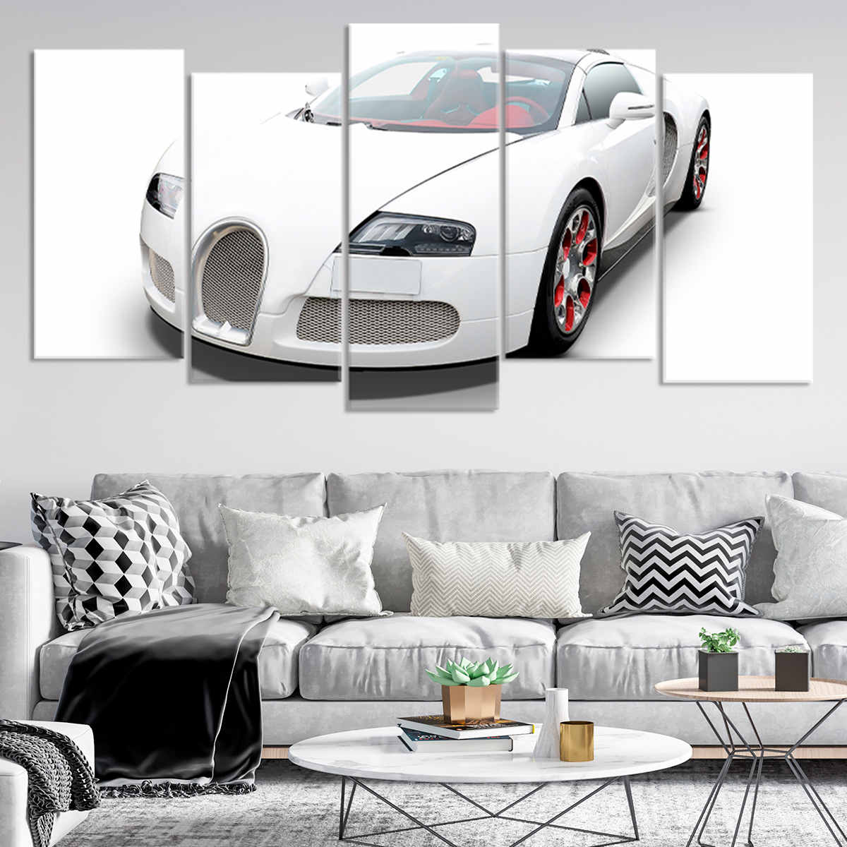 White Bugatti Wall Art Canvas Print-Stunning Canvas Prints