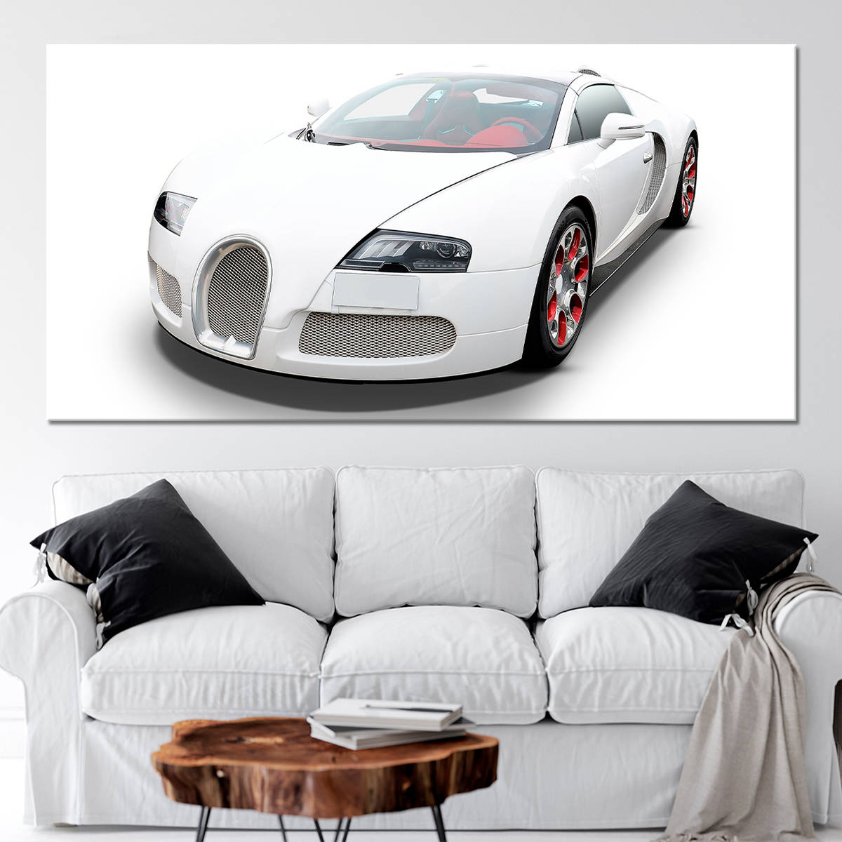 White Bugatti Wall Art Canvas Print-Stunning Canvas Prints