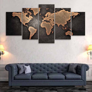 Large Copper World Map Wall Art Canvas Print-Stunning Canvas Prints