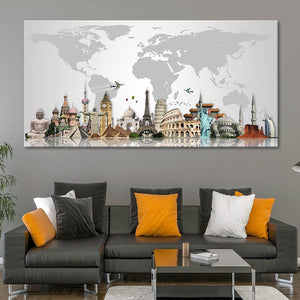 Landmarks World Map Wall Art Canvas Print-Stunning Canvas Prints