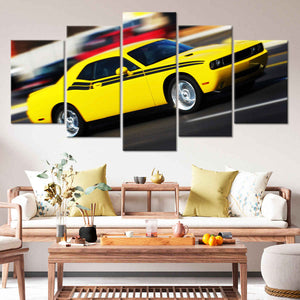 Yellow Dodge Challenger Wall Art Canvas Print-Stunning Canvas Prints