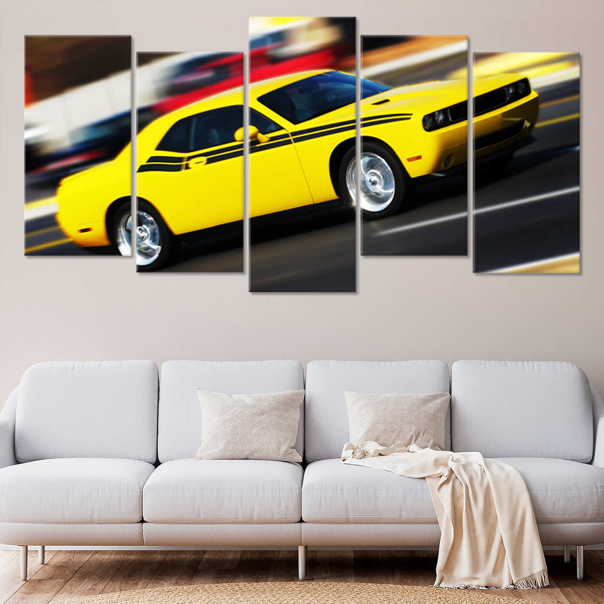 Yellow Dodge Challenger Wall Art Canvas Print-Stunning Canvas Prints