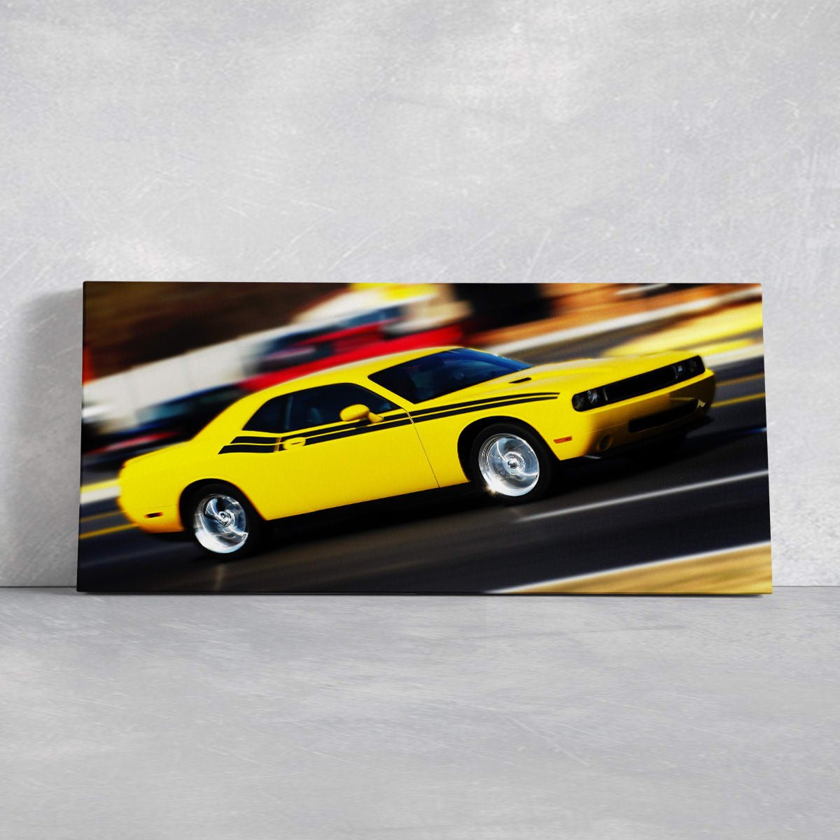 Yellow Dodge Challenger Wall Art Canvas Print-Stunning Canvas Prints