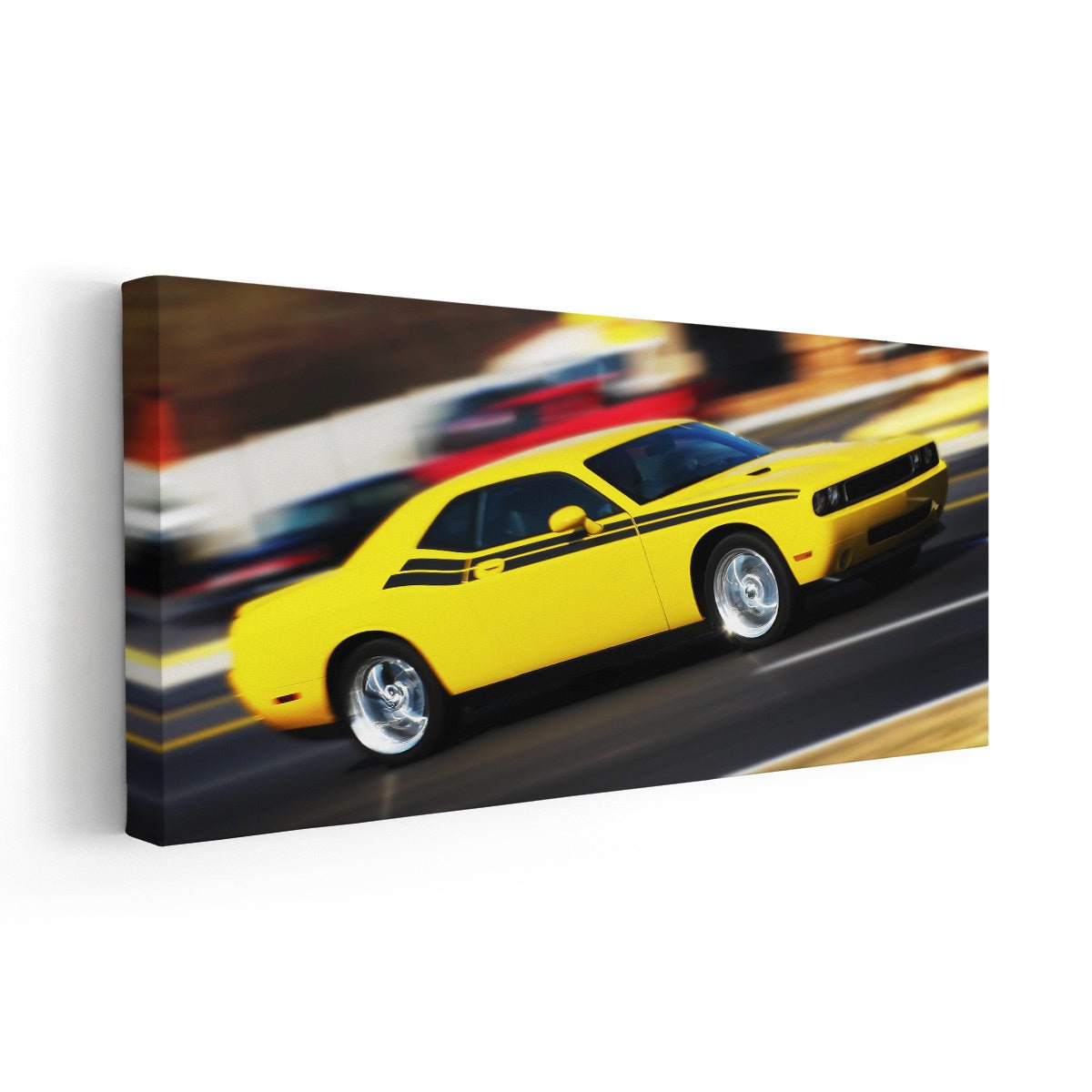 Yellow Dodge Challenger Wall Art Canvas Print-Stunning Canvas Prints