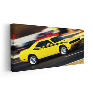 Yellow Dodge Challenger Wall Art Canvas Print-Stunning Canvas Prints